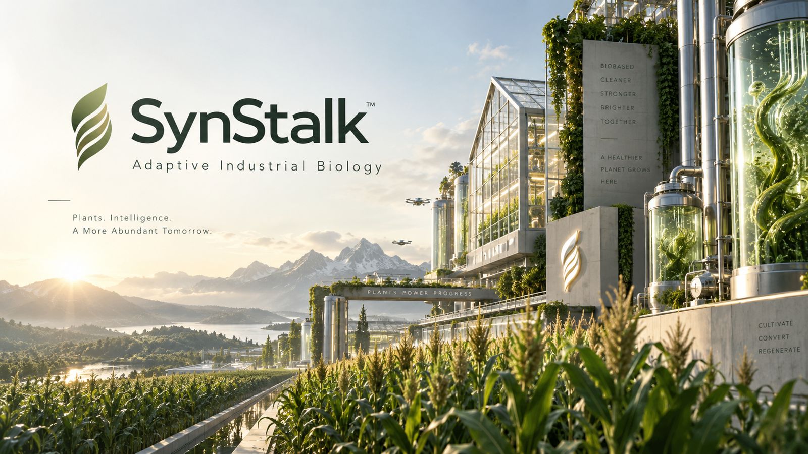 Concept rendering of SynStalk crop fields and greenhouse facilities